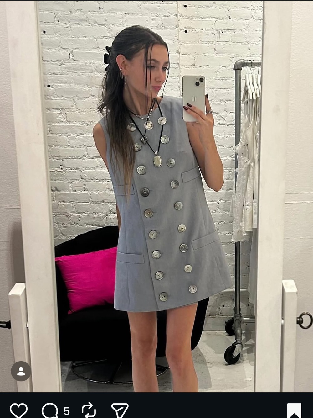 Sleeveless Double-Breasted Mini Dress in Light Gray